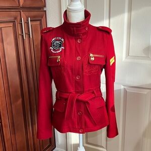 Vintage Y2K wool embroidered women’s Apple Bottoms Vibrant Red Utility Jacket